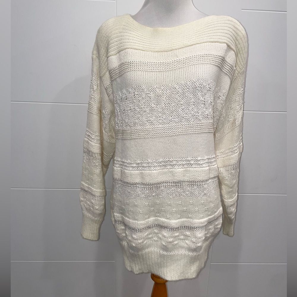 Vintage sweater, medium, cream, high neck
